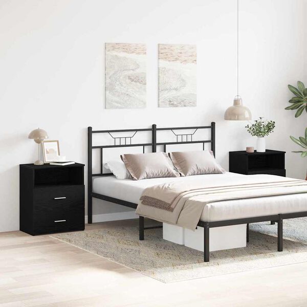 vidaXL Table de nuit 2 pcs Ch&ecirc;ne noir 50 x 32 x 60cm Bois d'ing&eacute;nierie