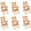 vidaXL Chaises de jardin lot de 6 avec coussins vert Bois teck massif