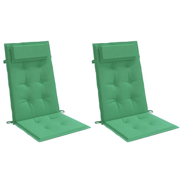 vidaXL Coussins de chaise &agrave; dossier haut lot de 2 vert tissu oxford