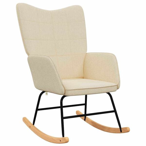 vidaXL Chaise &agrave; bascule avec tabouret Cr&egrave;me Tissu
