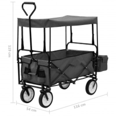 vidaXL Chariot à main pliable avec toit Acier Gris