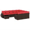 vidaXL Ensemble de canap&eacute; de jardin 11 pcs avec coussins marron r&eacute;sine tress&eacute;e