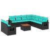 vidaXL Ensemble de canap&eacute; de jardin 10 pcs avec coussins noir r&eacute;sine tress&eacute;e