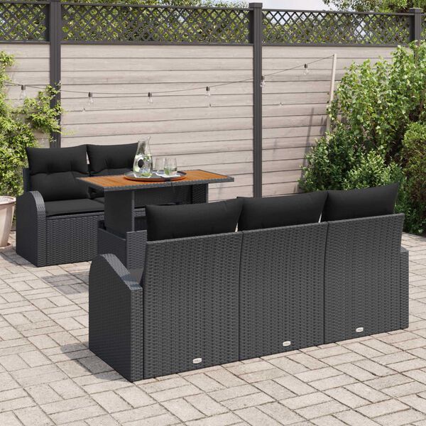 vidaXL Ensemble de canap&eacute; de jardin 6 pcs Noir Poly rotin