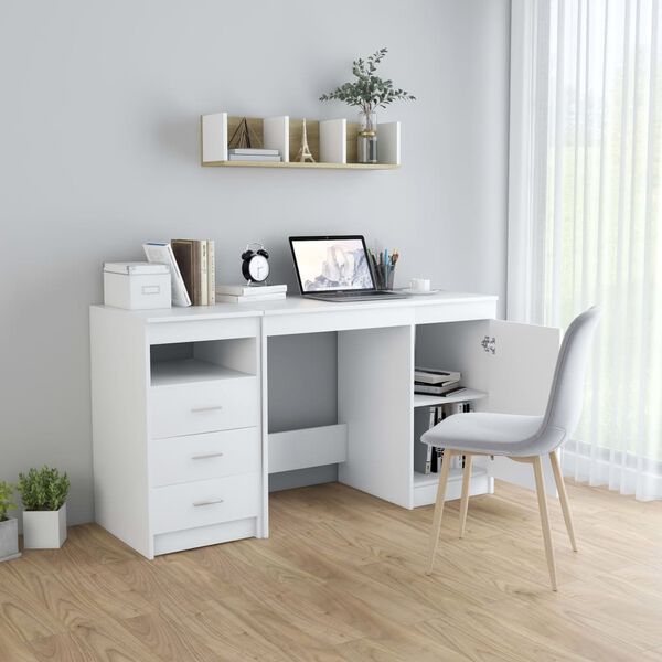 vidaXL Bureau Blanc 140x50x76 cm Bois d’ingénierie