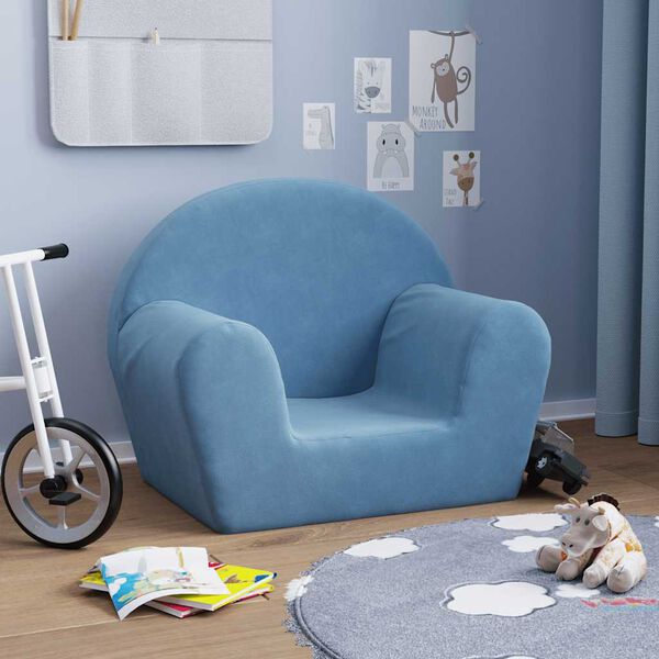 vidaXL Canapé pour enfants bleu peluche douce