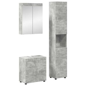 vidaXL Ensemble de mobilier de salle de bain TULUM 3 pcs Gris b&eacute;ton