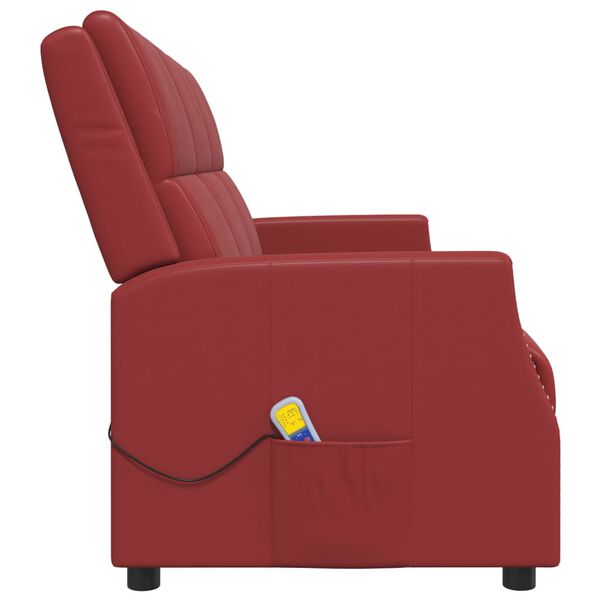 vidaXL Fauteuil de massage inclinable 3 places rouge bordeaux