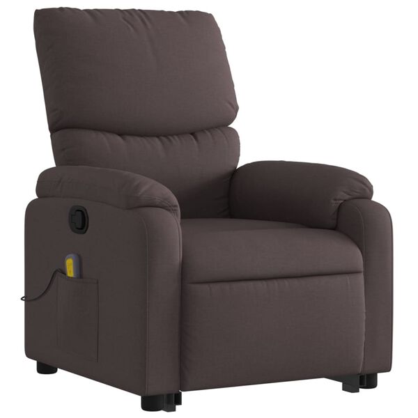 vidaXL Fauteuil inclinable de massage Marron fonc&eacute; Tissu