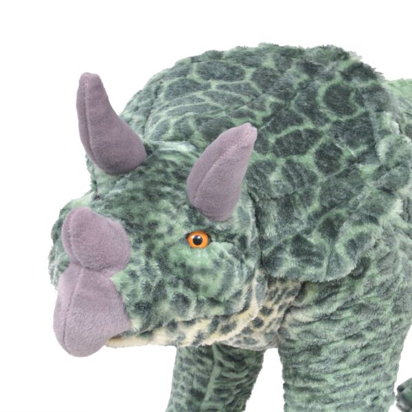 vidaXL Jouet en peluche Dinosaure Tricératops Vert XXL