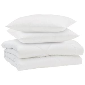 vidaXL Couette d'&eacute;t&eacute; avec oreiller 3 pi&egrave;ces Blanc Microfibre