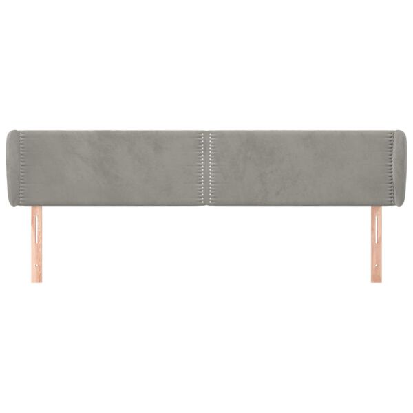 vidaXL T&ecirc;te de lit avec oreilles Gris clair 203x23x78/88 cm Velours