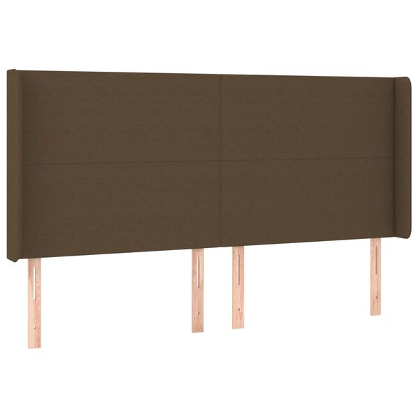 vidaXL T&ecirc;te de lit &agrave; LED Marron fonc&eacute; 203x16x118/128 cm Tissu