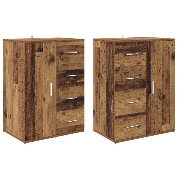 vidaXL Buffets avec tiroir Corona 2 pcs Bois Ancien 59 x 39 x 80 cm