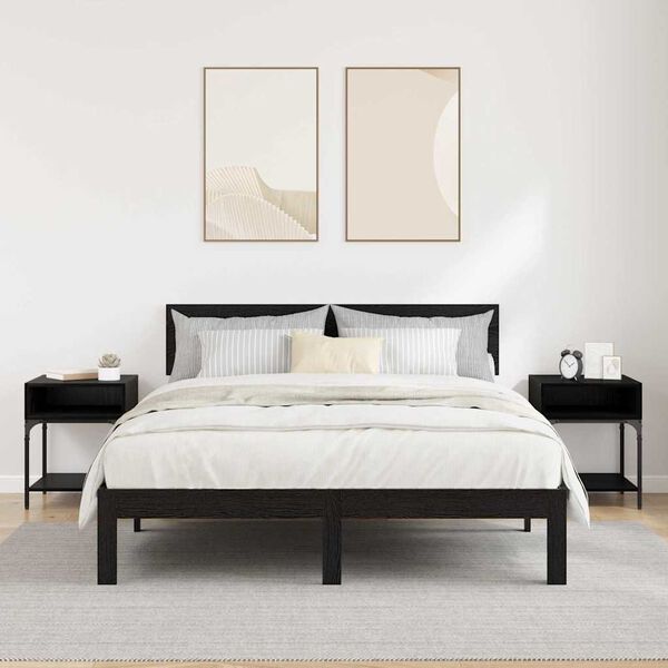 vidaXL Table de chevet 2 pcs Ch&ecirc;ne noir 40 x 40 x 50 cm