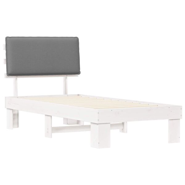 vidaXL Cadre de lit avec tête de lit rembourrée Gris clair 75 x 190 cm