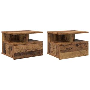 vidaXL Table de nuit flottante 2 pc Bois ancien 40 x 31 x 28 cm