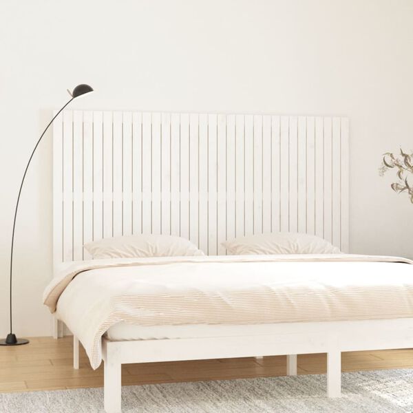 vidaXL T&ecirc;te de lit murale Blanc 204x3x110 cm Bois massif de pin