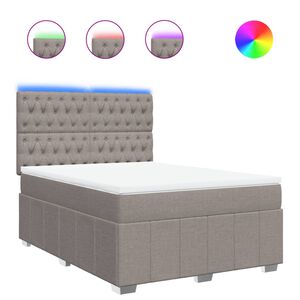 vidaXL Sommier &agrave; lattes de lit avec matelas Taupe 160x200 cm Tissu