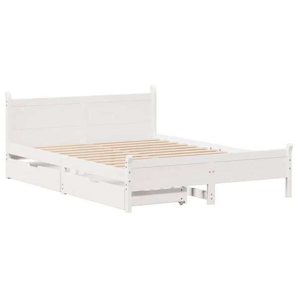 vidaXL Cadre de lit sans matelas blanc 135x190 cm bois de pin massif