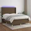 vidaXL Sommier &agrave; lattes de lit matelas et LED Marron fonc&eacute; 140x200 cm