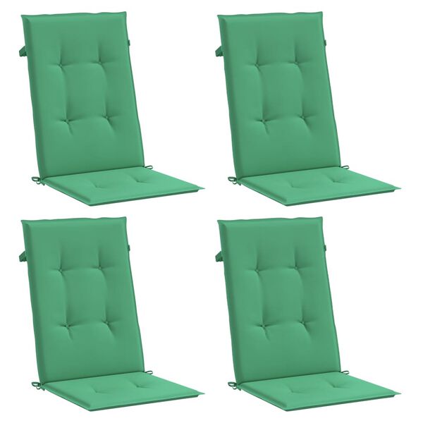 vidaXL Coussins de chaise de jardin &agrave; dossier haut lot de 4 vert tissu