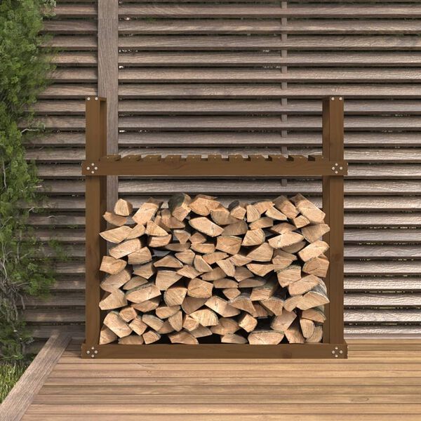 vidaXL Support bois de chauffage Marron miel 110x35x108,5 cm Bois pin