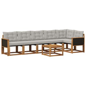 vidaXL Ensemble de canap&eacute;s d'ext&eacute;rieur 7 pc Naturel et gris clair