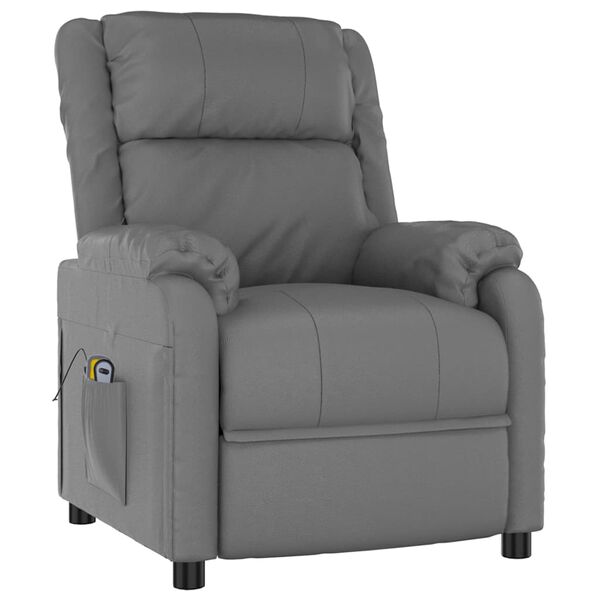 vidaXL Fauteuil de massage Gris Similicuir