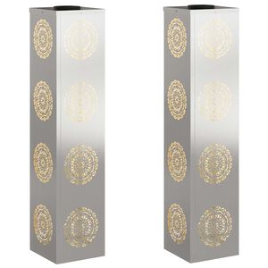 vidaXL Lumi&egrave;re de chemin LED solaire 2 pc Blanc chaud 18 x 18 x 80 cm