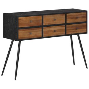 vidaXL Table console avec tiroirs 116x30x76 cm teck massif r&eacute;cup&eacute;r&eacute;