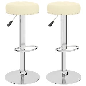 vidaXL Tabourets de bar lot de 2 cr&egrave;me tissu