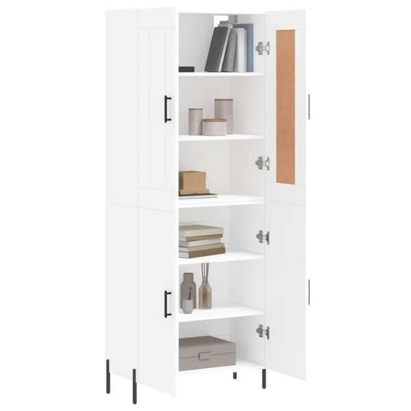 vidaXL Buffet haut Blanc 69,5x34x180 cm Bois d'ing&eacute;nierie
