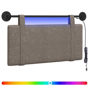 vidaXL T&ecirc;te de lit suspendue Avec lumi&egrave;re LED Gris PU antique