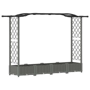 vidaXL Lit &Eacute;lev&eacute; avec Treillis et Toit Gris clair 207 x 40 x 126 cm PP
