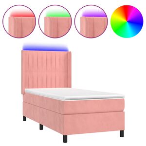vidaXL Sommier &agrave; lattes de lit matelas et LED Rose 90x190 cm Velours