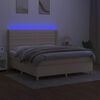 vidaXL Sommier &agrave; lattes de lit matelas et LED Cr&egrave;me 160x200 cm Tissu
