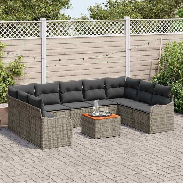 vidaXL Ensemble de canapé de jardin 10 pcs Gris