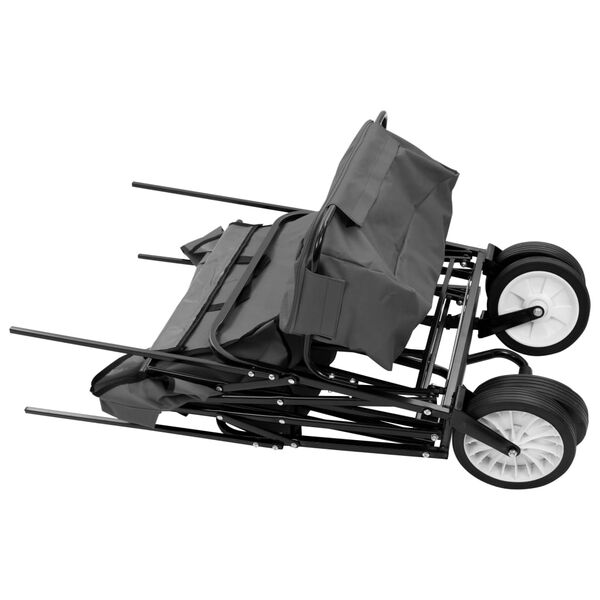 vidaXL Chariot &agrave; main pliable avec toit Acier Gris