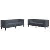 vidaXL Canap&eacute; de salon 2 pc Gris fonc&eacute; Velours