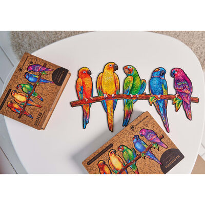 UNIDRAGON Puzzle en bois 291 pcs Playful Parrots Très grand 49x27 cm