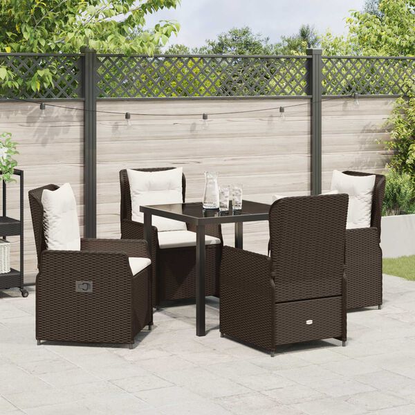 vidaXL Ensemble de salle &agrave; manger pour jardin 5 pcs Marron polyrotin