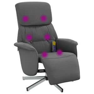 vidaXL Fauteuil inclinable de massage et repose-pieds gris fonc&eacute; tissu