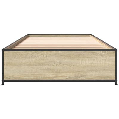 vidaXL Cadre de lit chêne sonoma 75x190 cm bois d'ingénierie et métal