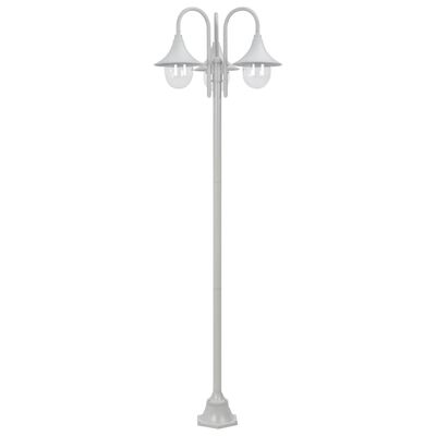 vidaXL Lampadaire de jardin E27 220 cm Aluminium 3 lanternes Blanc