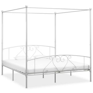 vidaXL Cadre de lit sans matelas avec baldaquin blanc 180x200 cm m&eacute;tal