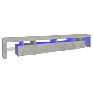 vidaXL Meuble TV avec lumi&egrave;res LED Gris b&eacute;ton 260x36,5x40 cm