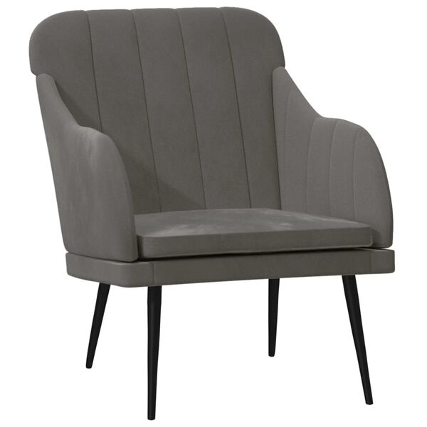vidaXL Fauteuil Gris fonc&eacute; 63x76x80 cm Velours