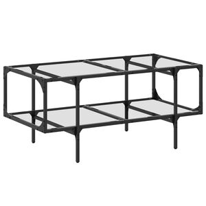 vidaXL Table basse avec dessus en verre transparent 98,5x50x45cm acier