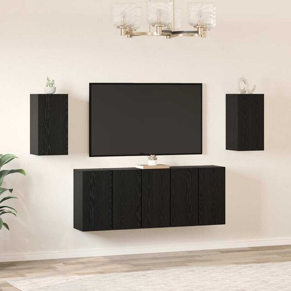vidaXL Ensemble meuble TV 7 pcs Ch&ecirc;ne noir 30,5 x 30 x 60 cm